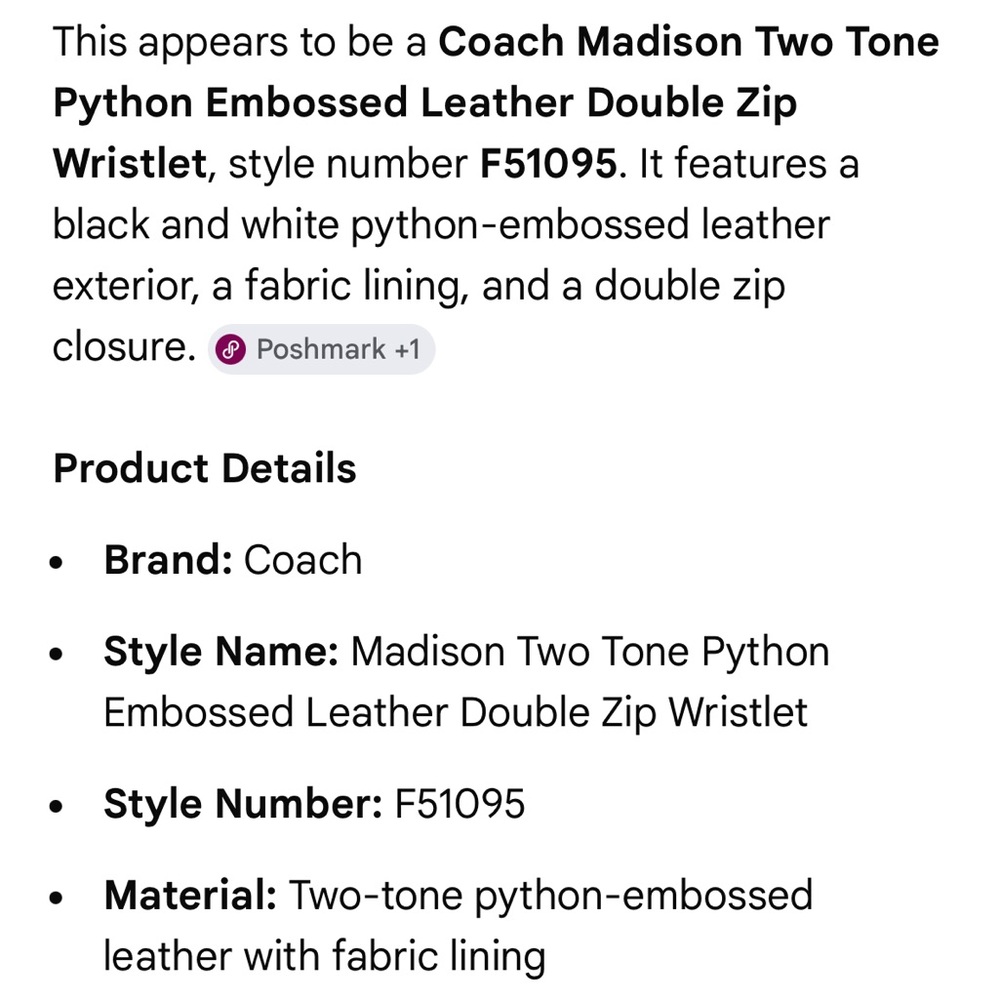 Coach Madison two tone python embossed double zip… - image 9